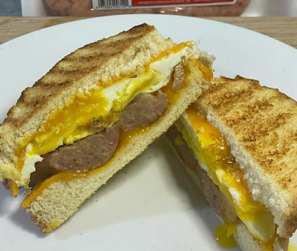 Bright Leaf Recipes: Country Style Sausage, Egg & Cheese Sandwich