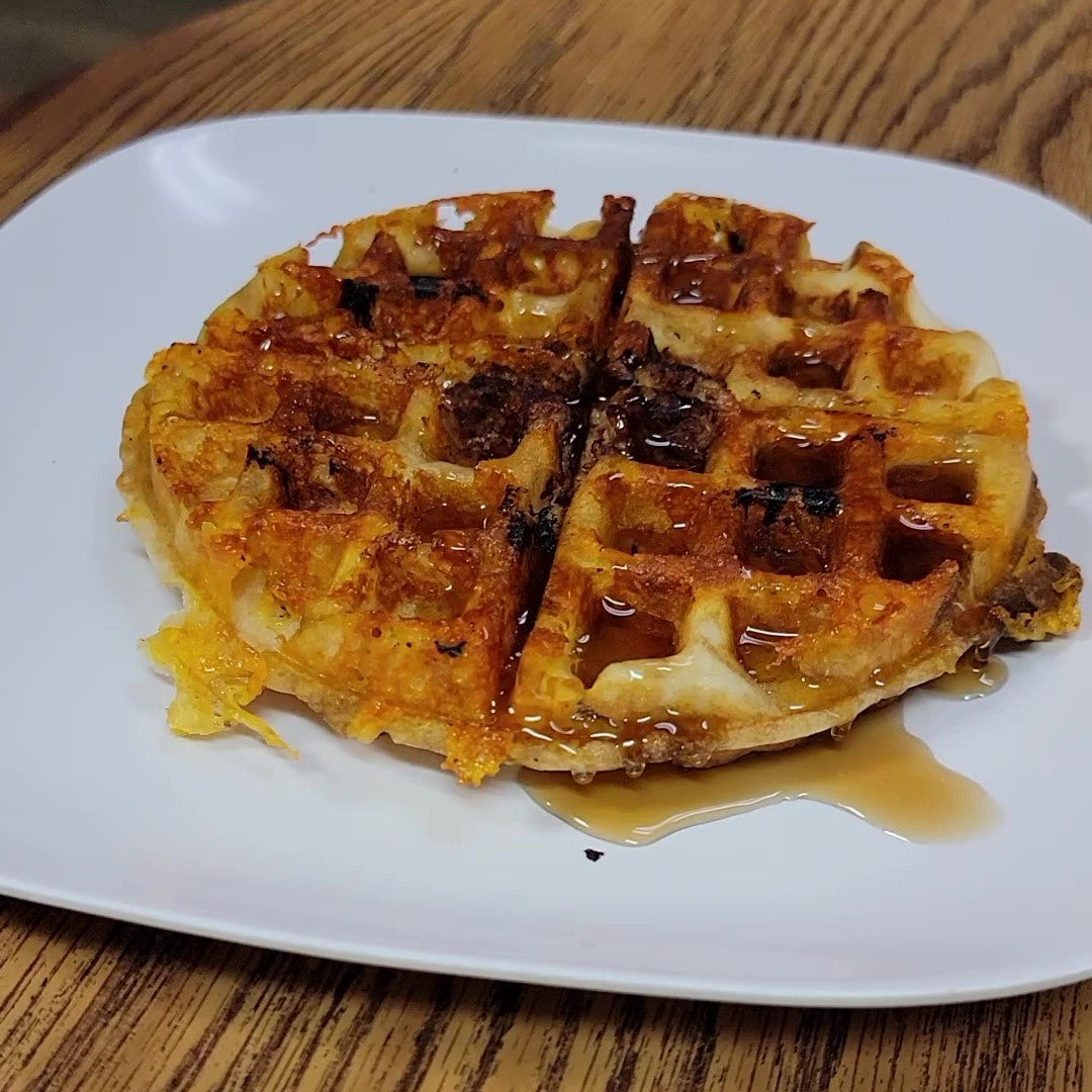 Bright Leaf Fresh Sausage Cheddar Waffle