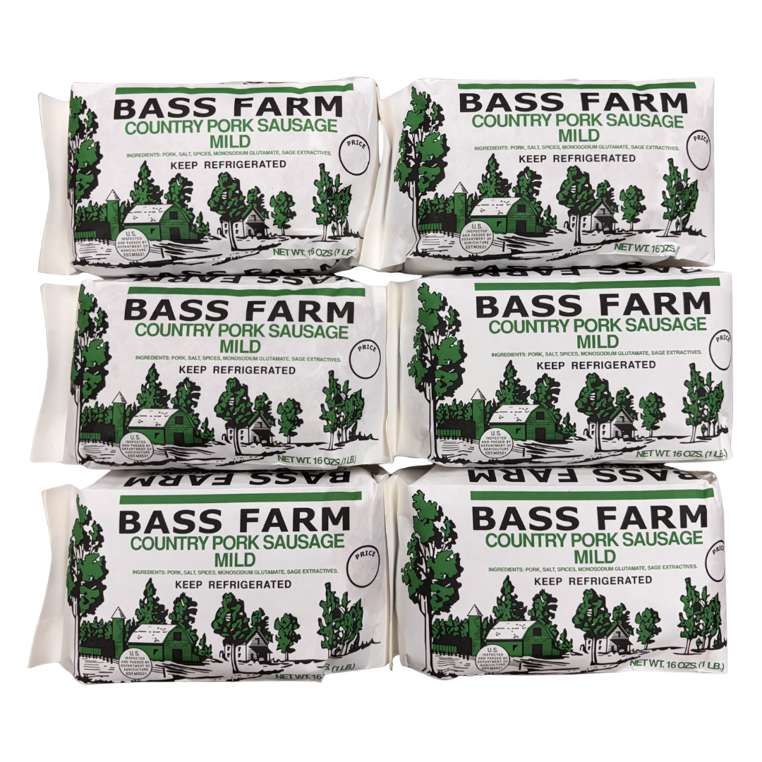 Bass Farm Mild Sausage - 6 Pack (6 x 1 lb. Packs)