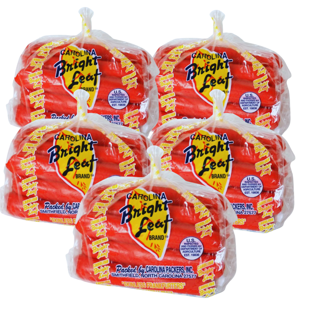 The Original Bright Leaf Hot Dogs "Skinless Frankfurters" (5 - 1 lb. Packages)