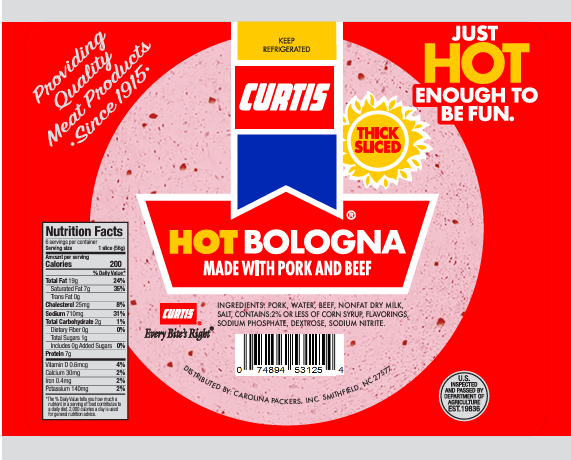 Curtis 12 oz. Hot and Spicy Bologna (5 - packages)