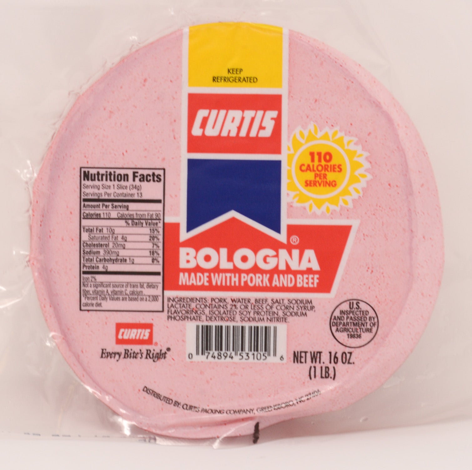 Curtis 1 lb. Sliced Bologna (5 - packages)
