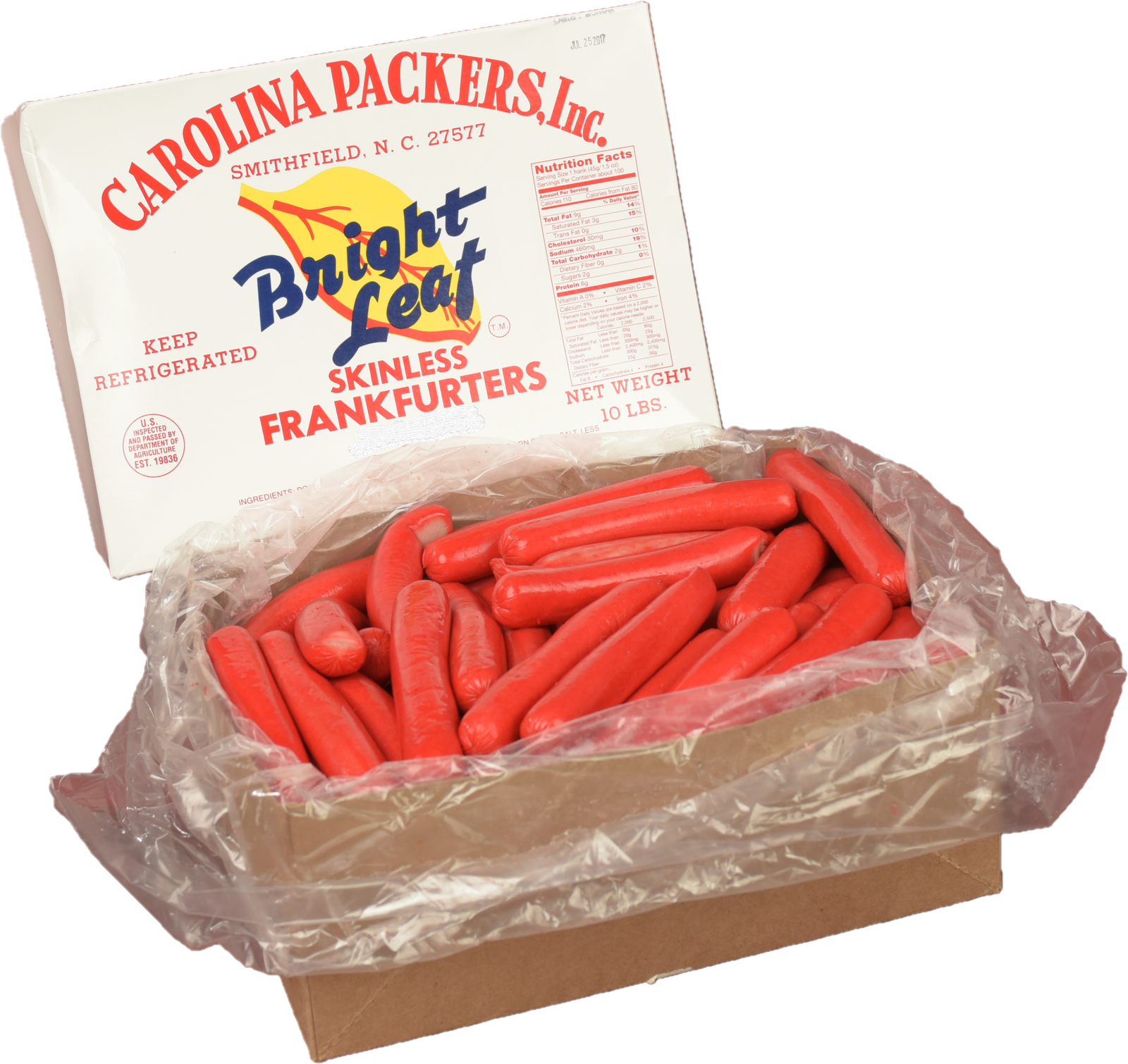 Bright Leaf Franks 10 LB Box