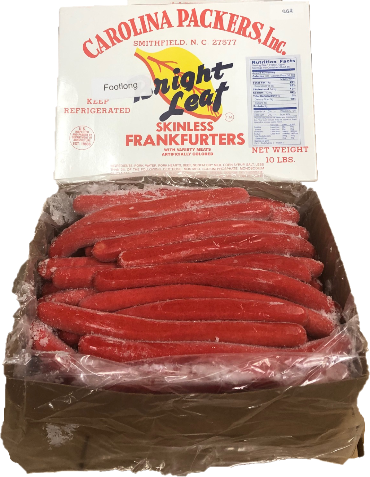 Bright Leaf Footlong Franks 10 LB Box