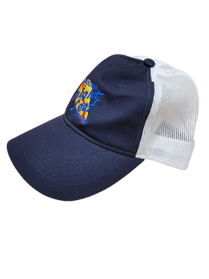 Navy Blue w/ White Soft Mesh Hat (Unstructured)